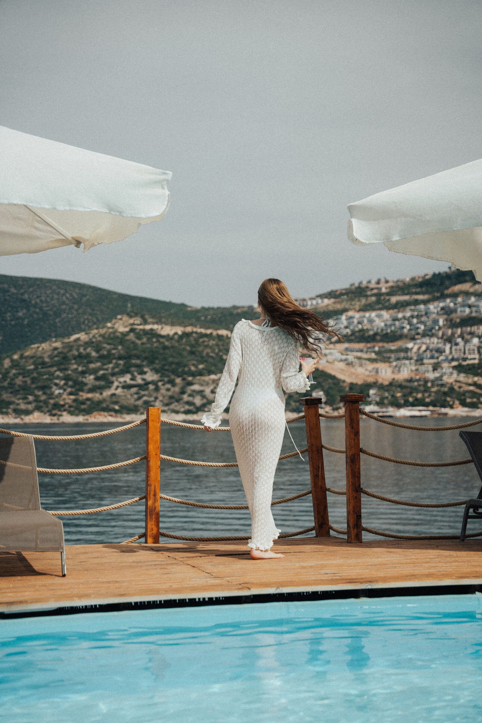 The bay of Kalkan seen from the wooden deck