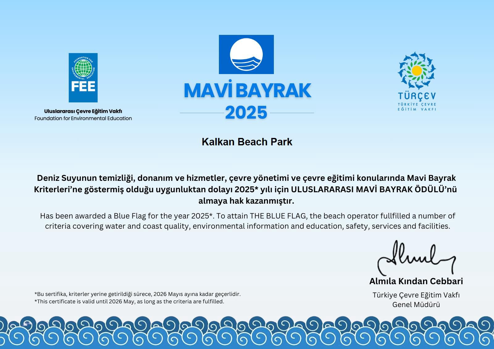 Mavi Bayraklı plajımız